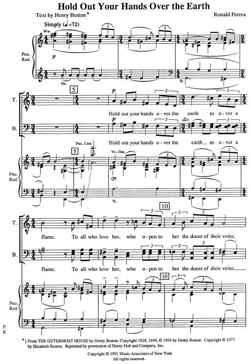 Hold Out Your Hands Over The Earth sheet music